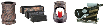 Des vases, jardinières, vasques, lanternes, plaques, parchemins, etc… (Disponibles dans de très nombreux granits). ARTICLES FUNÉRAIRES aux Pompes funèbres Liévin, Rouvroy
